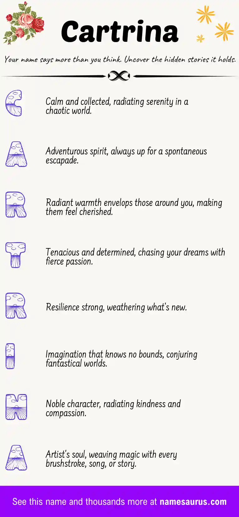 Acrostic poem about Cartrina.