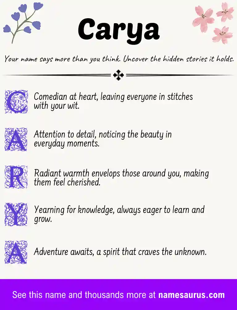 Acrostic poem about Carya.
