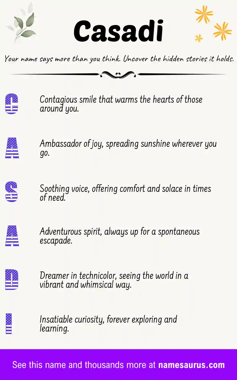 Acrostic poem about Casadi.