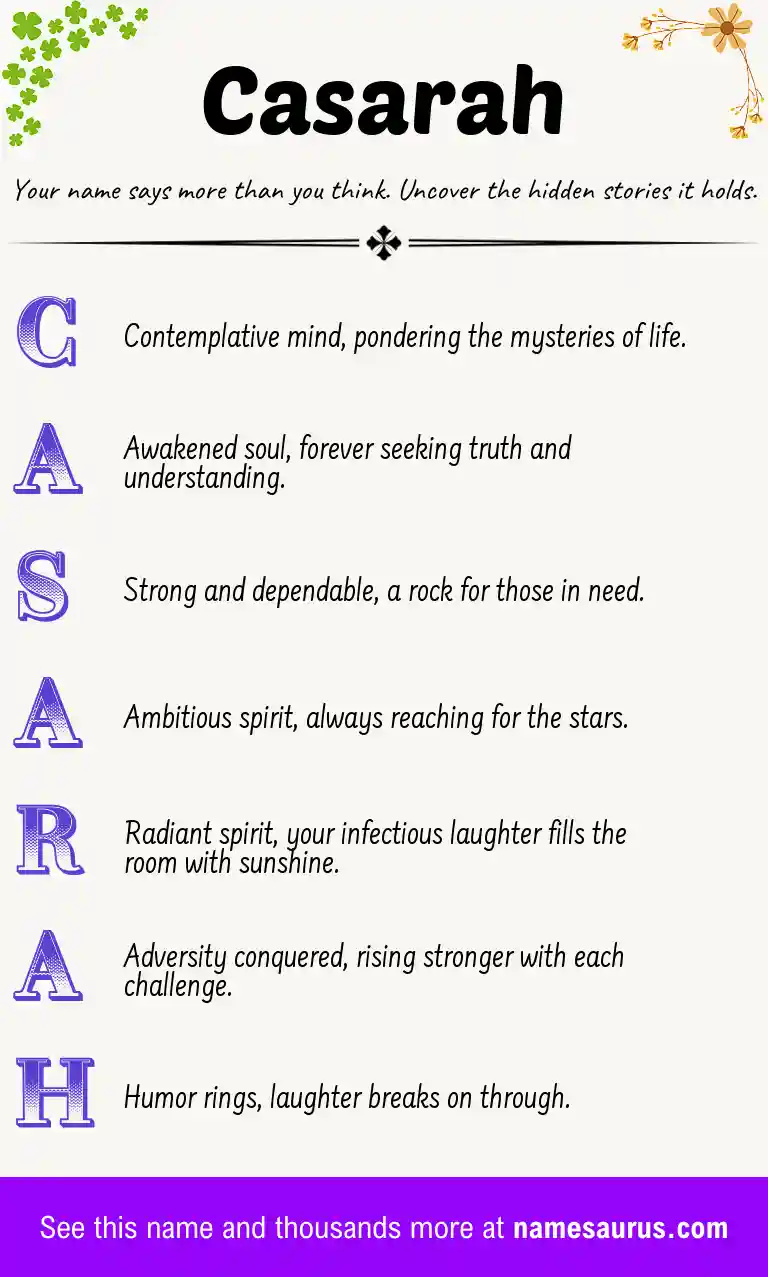 Acrostic poem about Casarah.