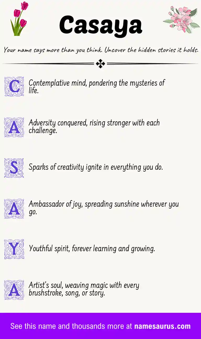 Acrostic poem about Casaya.