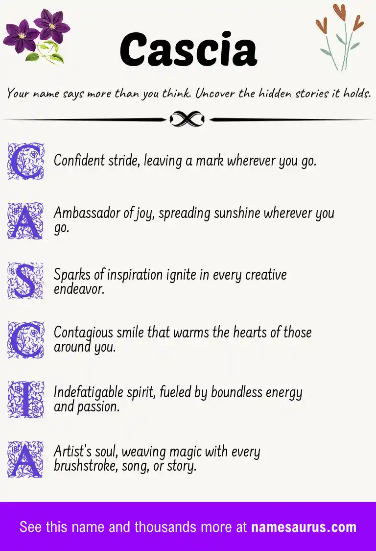 Acrostic poem about Cascia.