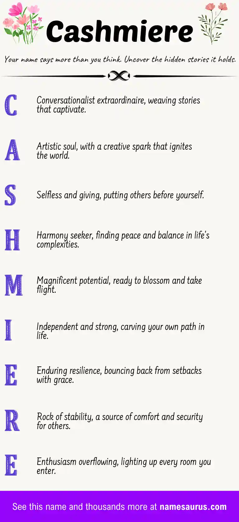 Acrostic poem about Cashmiere.