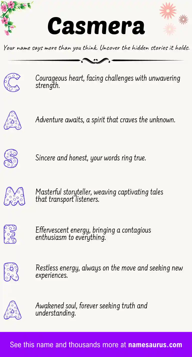 Acrostic poem about Casmera.