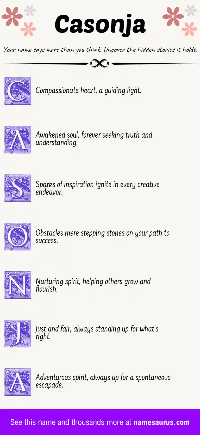 Acrostic poem about Casonja.