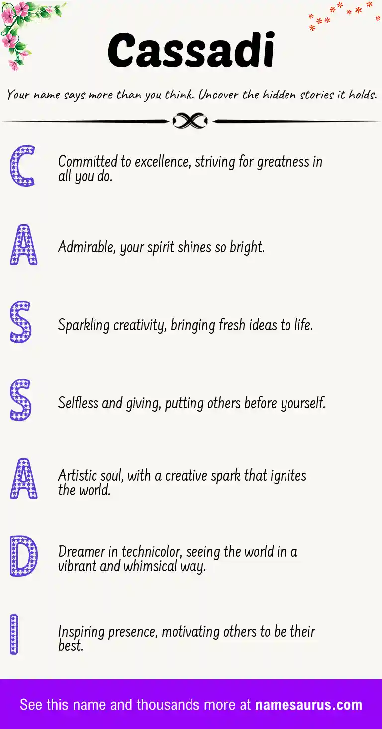 Acrostic poem about Cassadi.
