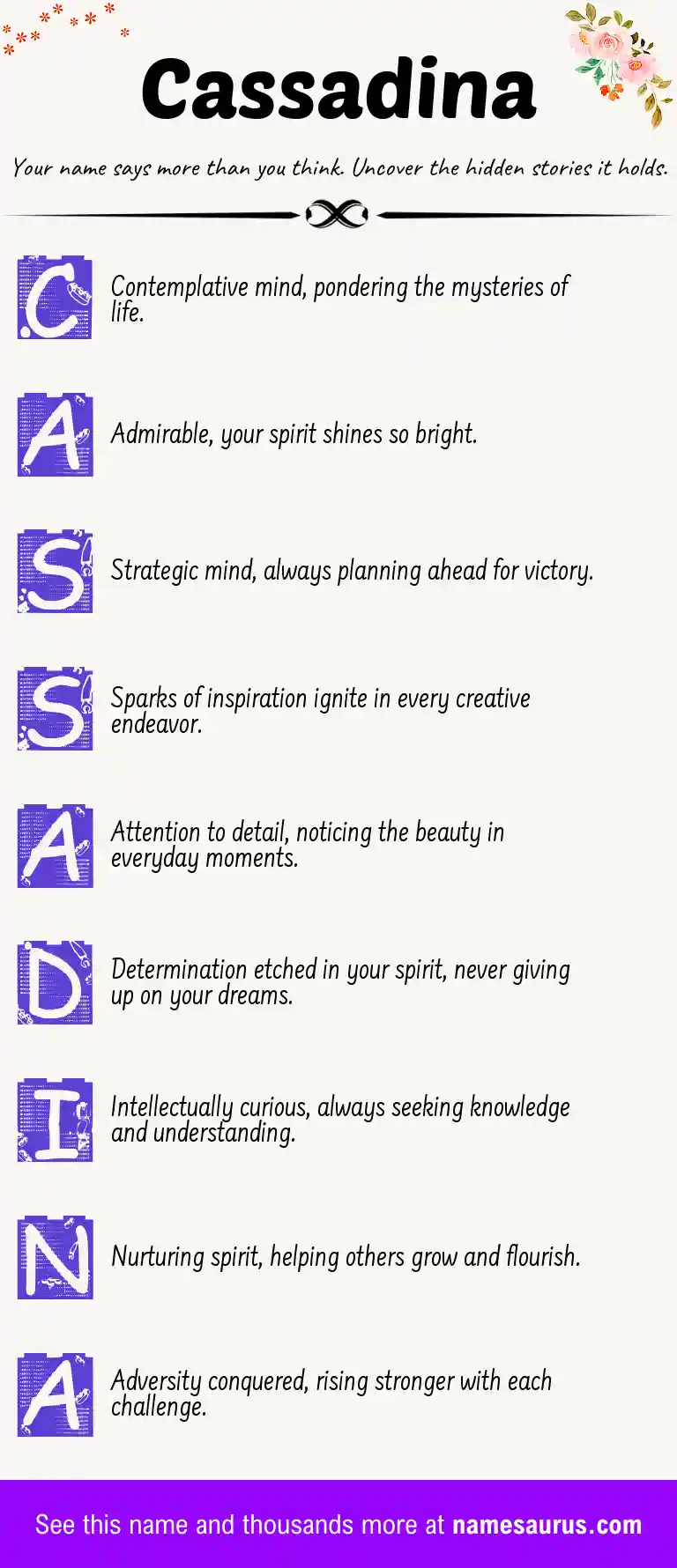 Acrostic poem about Cassadina.