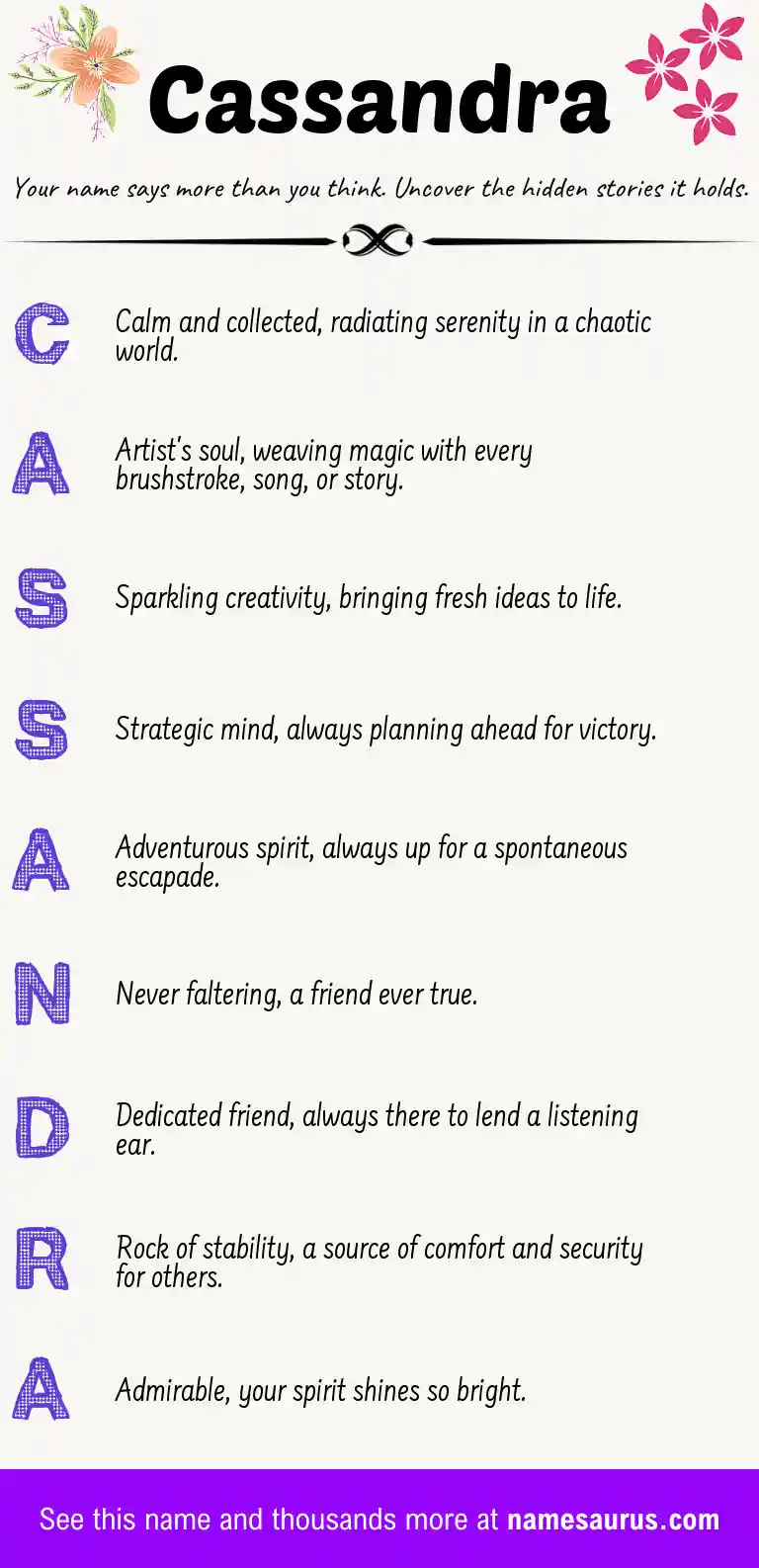 Acrostic poem about Cassandra.