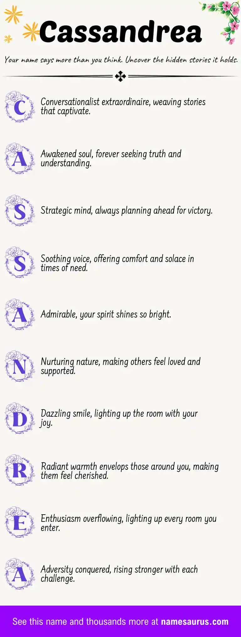 Acrostic poem about Cassandrea.