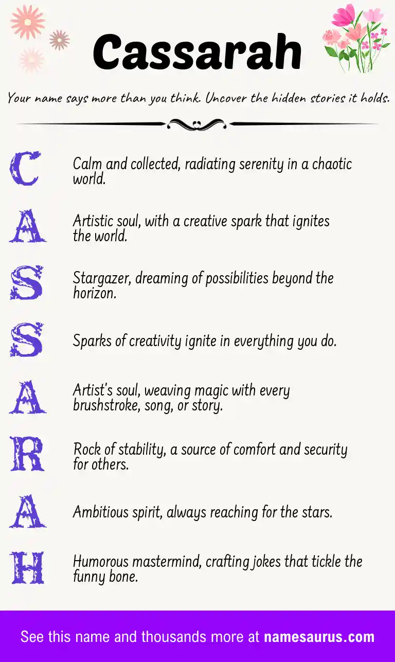 Acrostic poem about Cassarah.