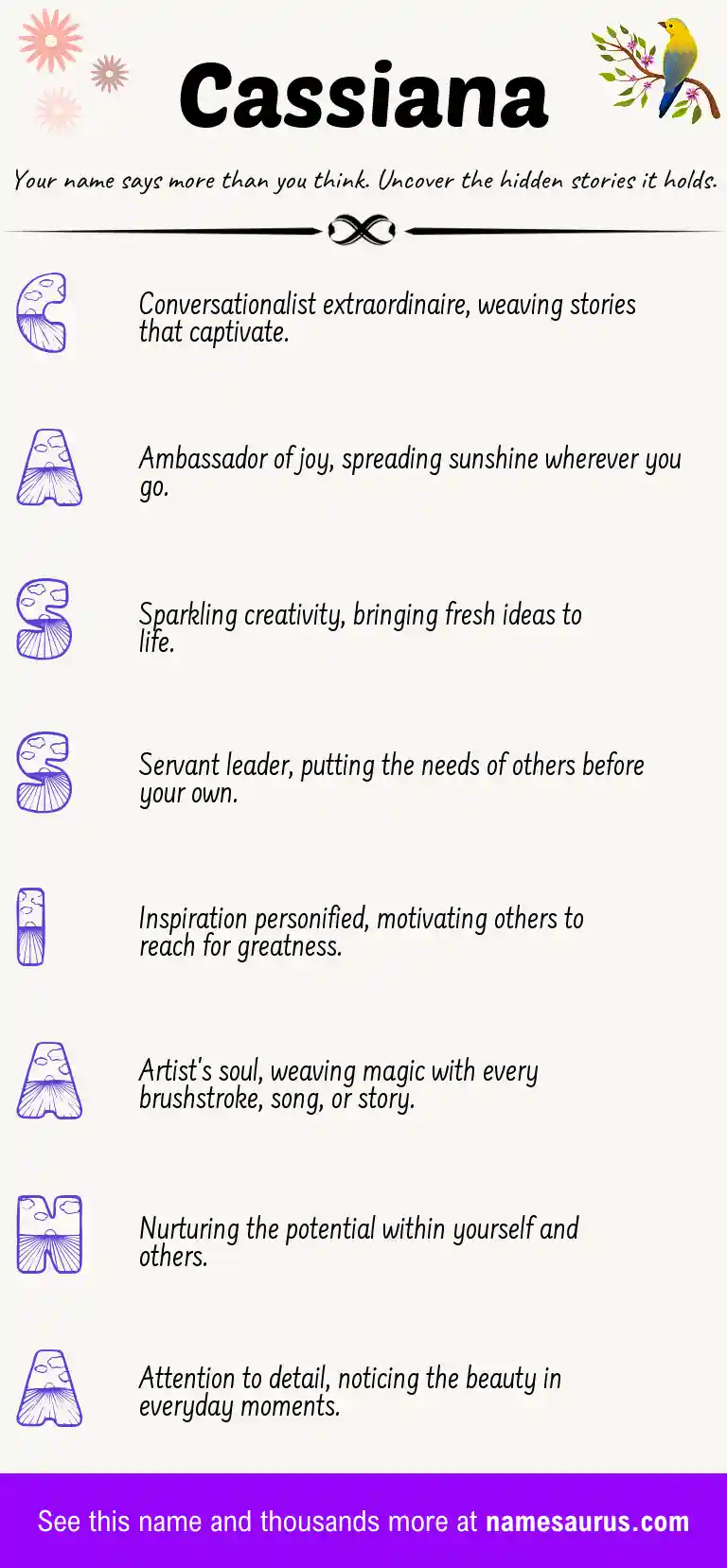 Acrostic poem about Cassiana.