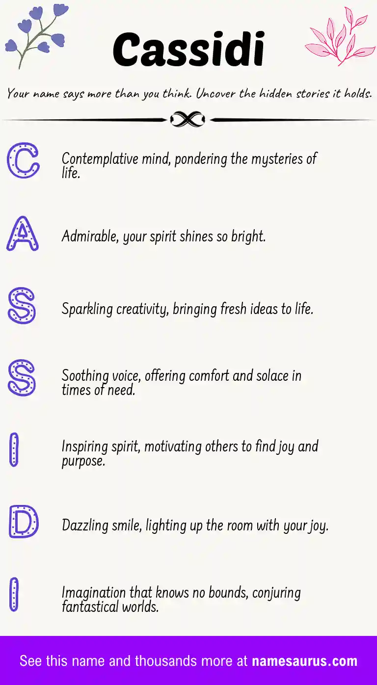 Acrostic poem about Cassidi.