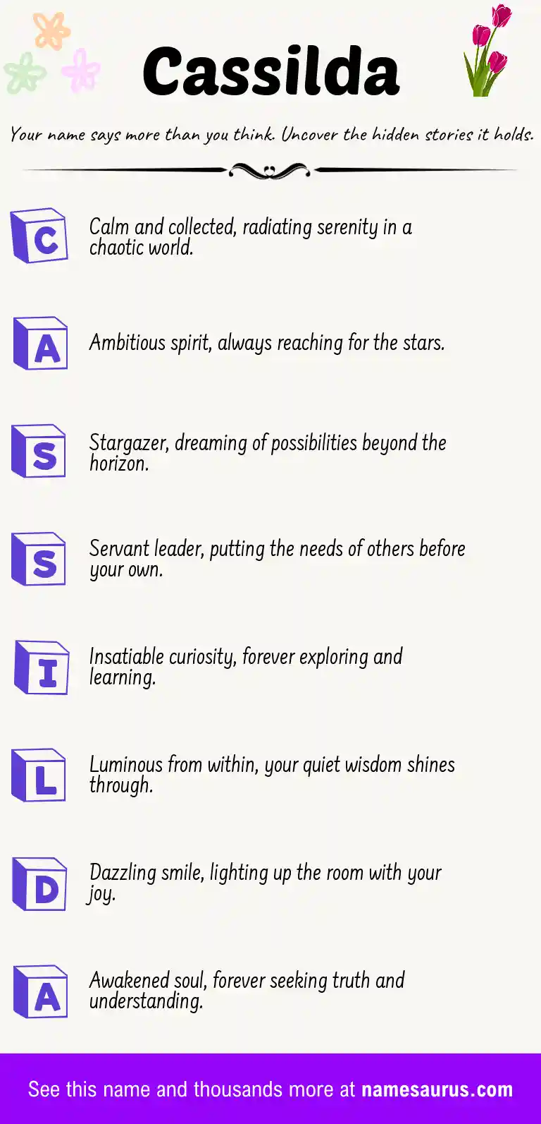 Acrostic poem about Cassilda.