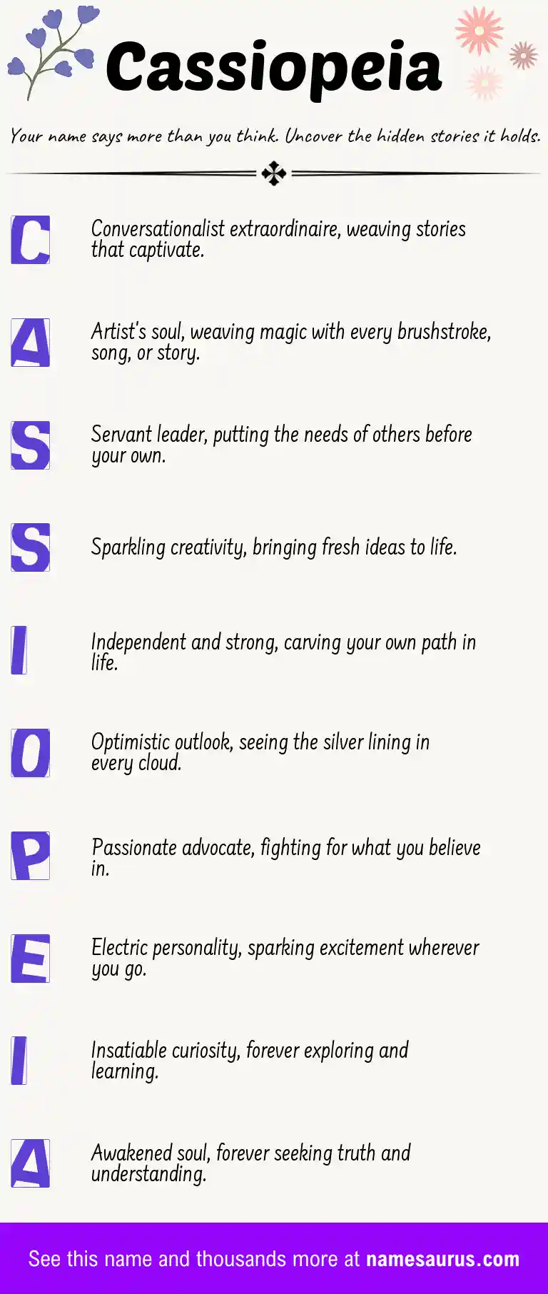 Acrostic poem about Cassiopeia.