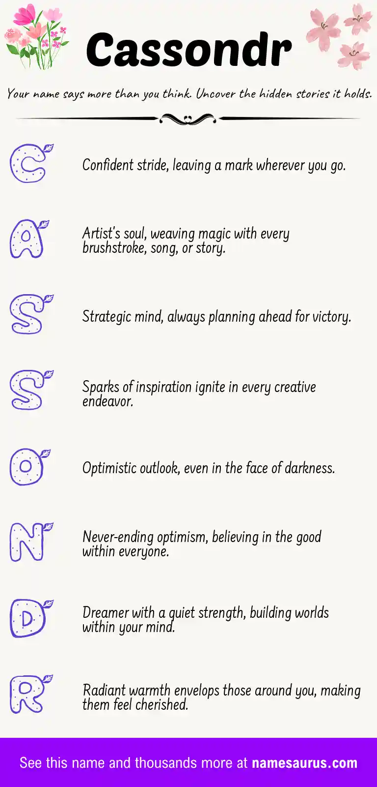 Acrostic poem about Cassondr.