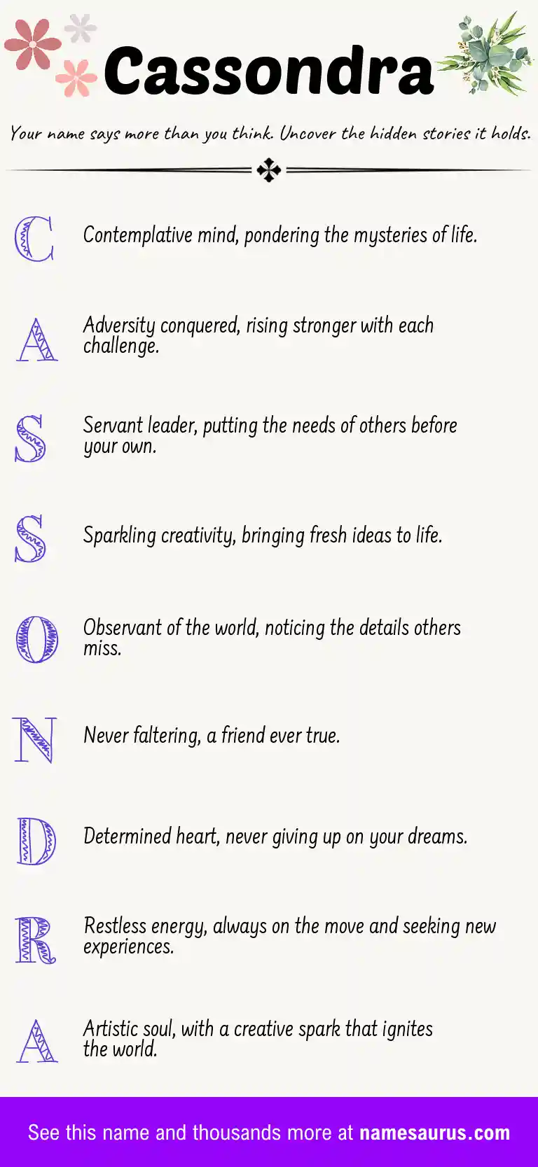 Acrostic poem about Cassondra.