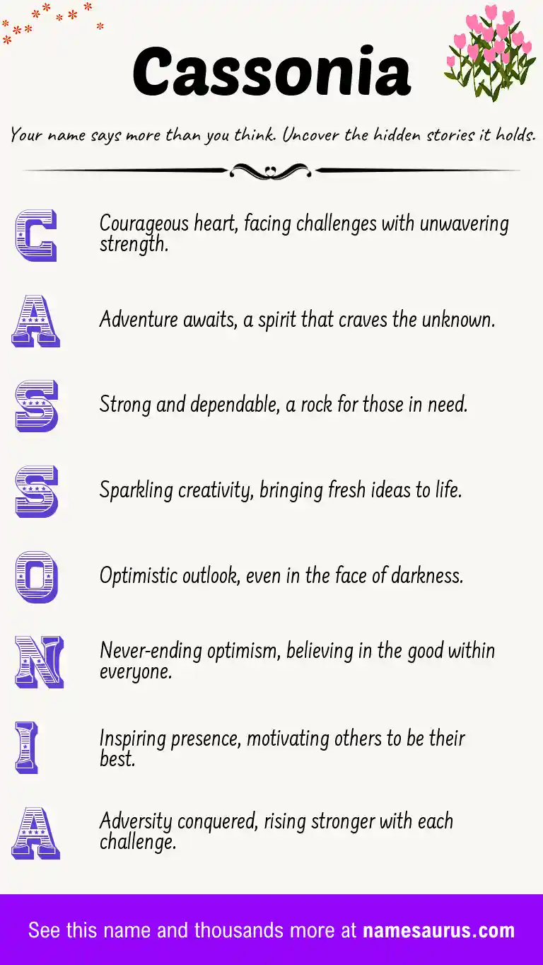 Acrostic poem about Cassonia.