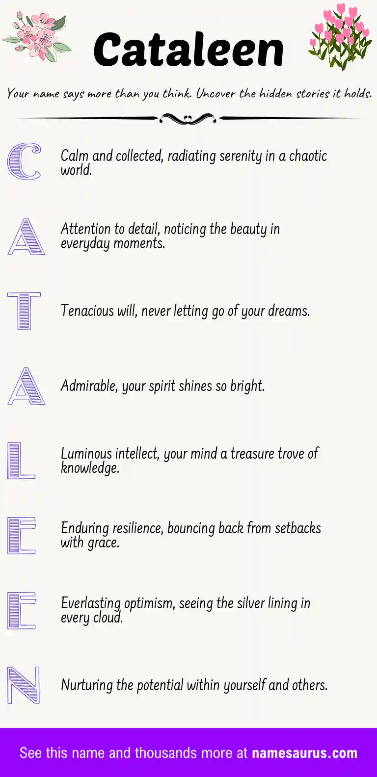 Acrostic poem about Cataleen.