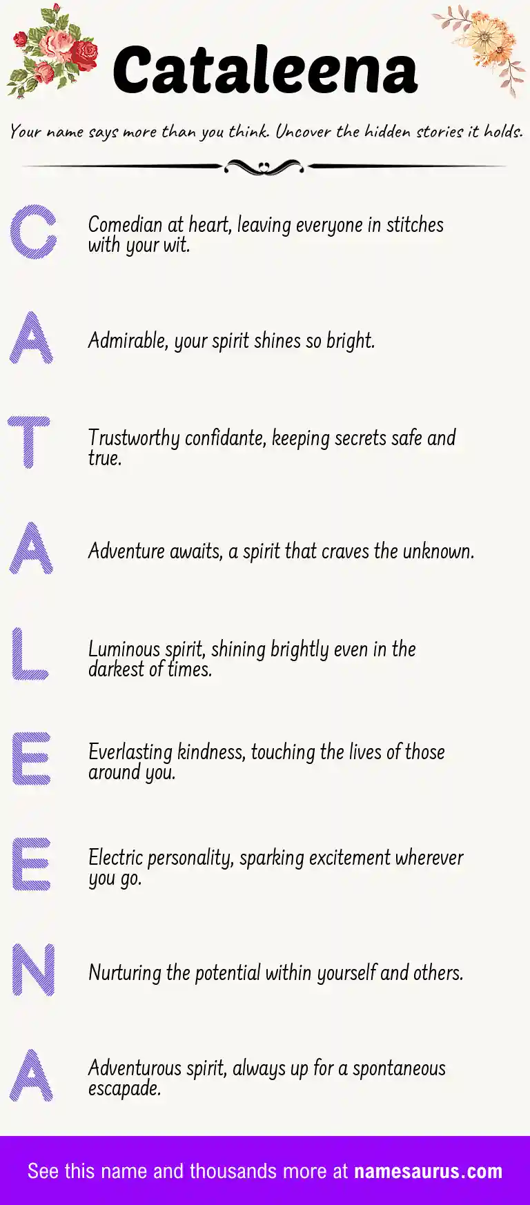 Acrostic poem about Cataleena.