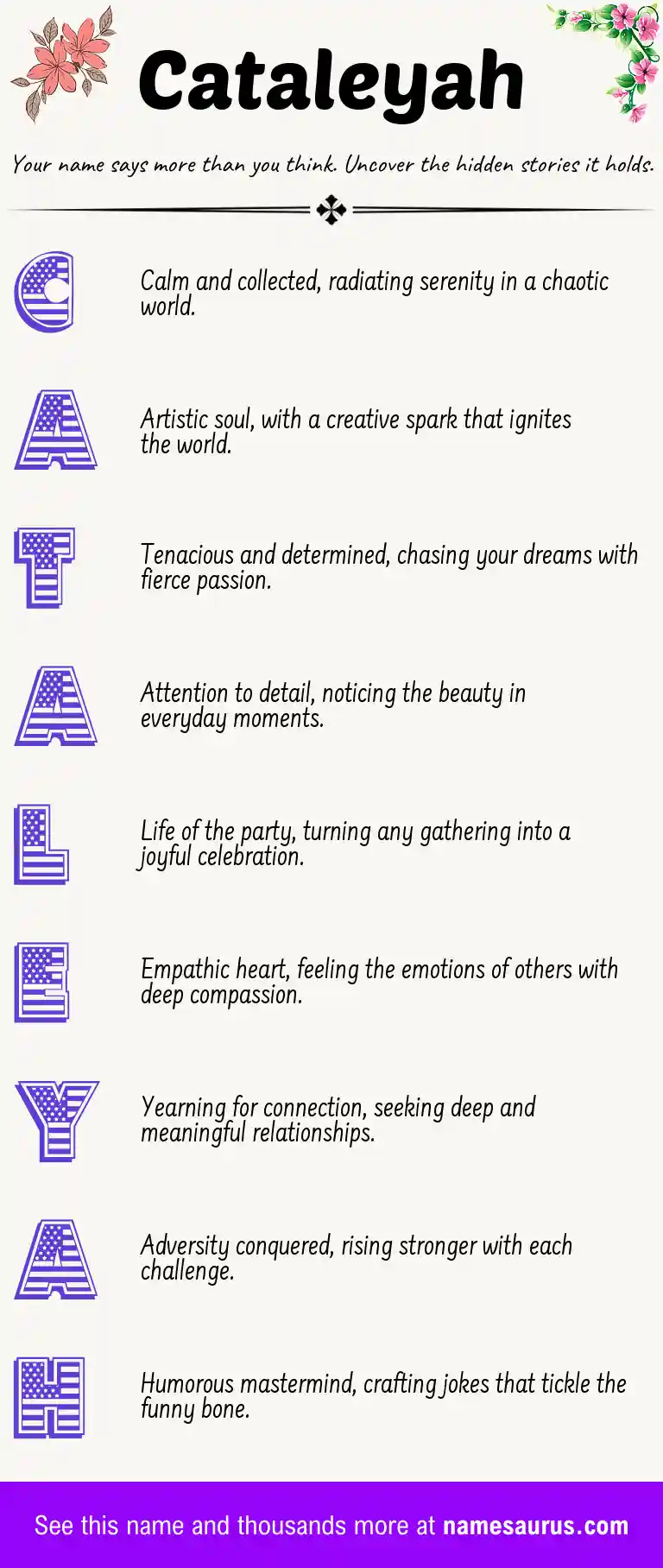 Acrostic poem about Cataleyah.