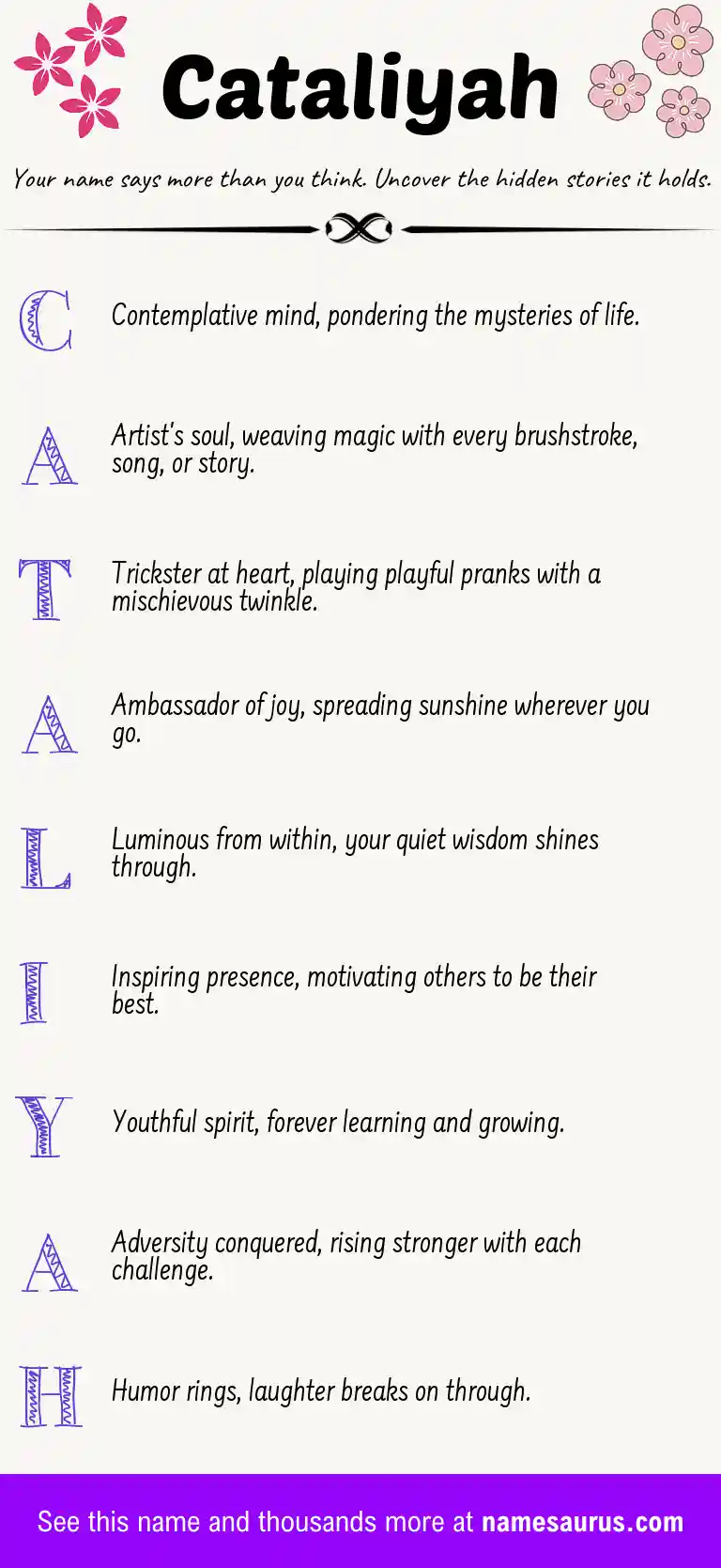 Acrostic poem about Cataliyah.