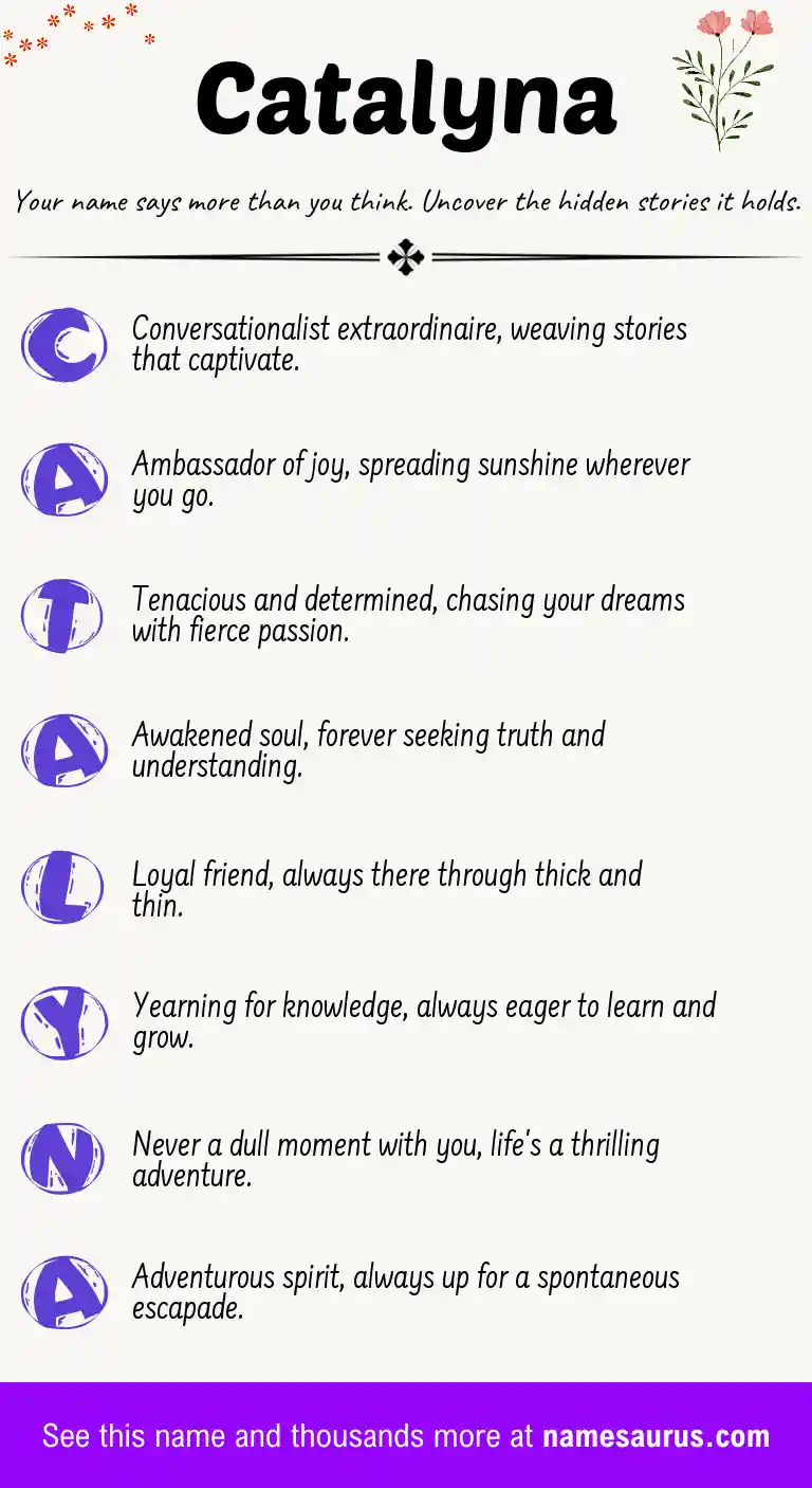 Acrostic poem about Catalyna.