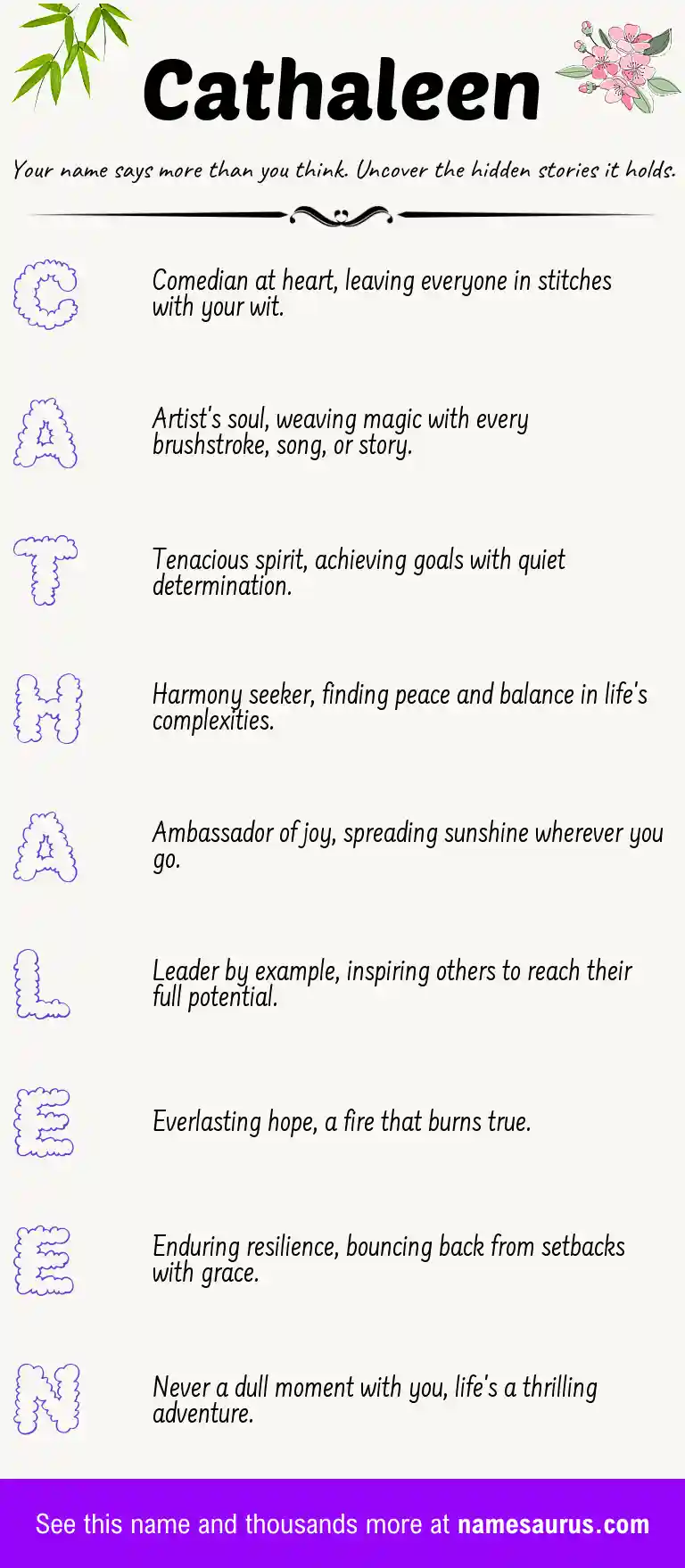 Acrostic poem about Cathaleen.