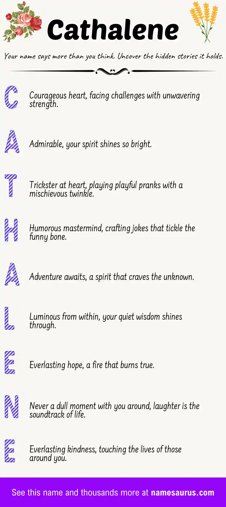Acrostic poem about Cathalene.