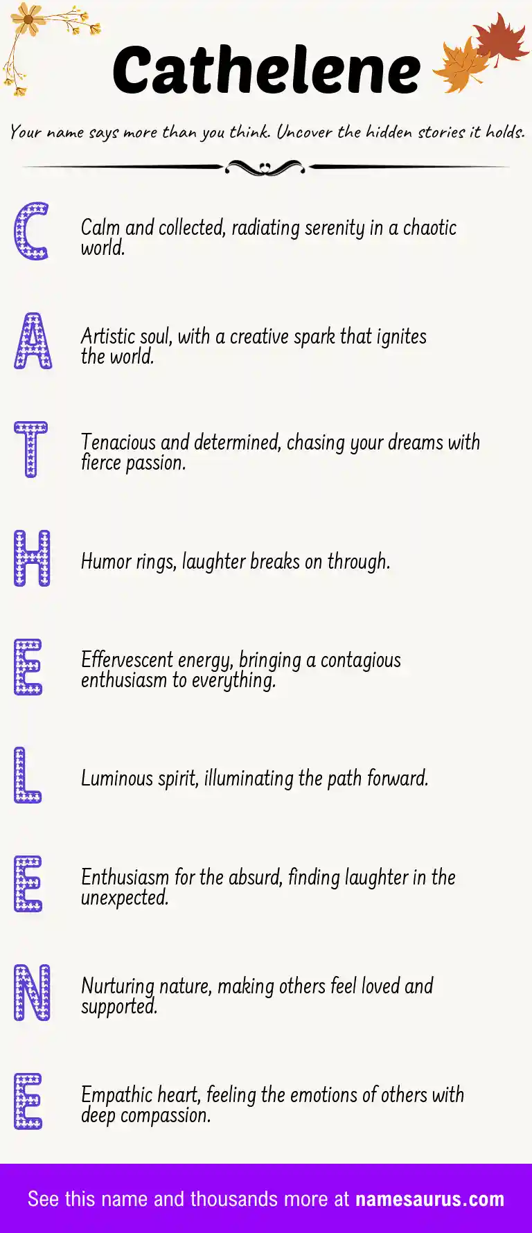Acrostic poem about Cathelene.