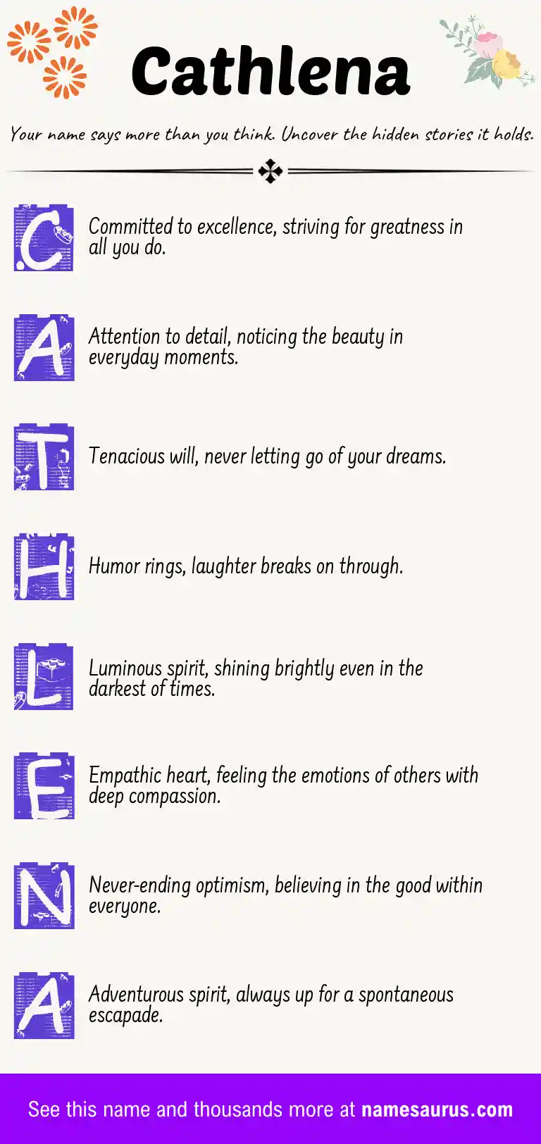 Acrostic poem about Cathlena.