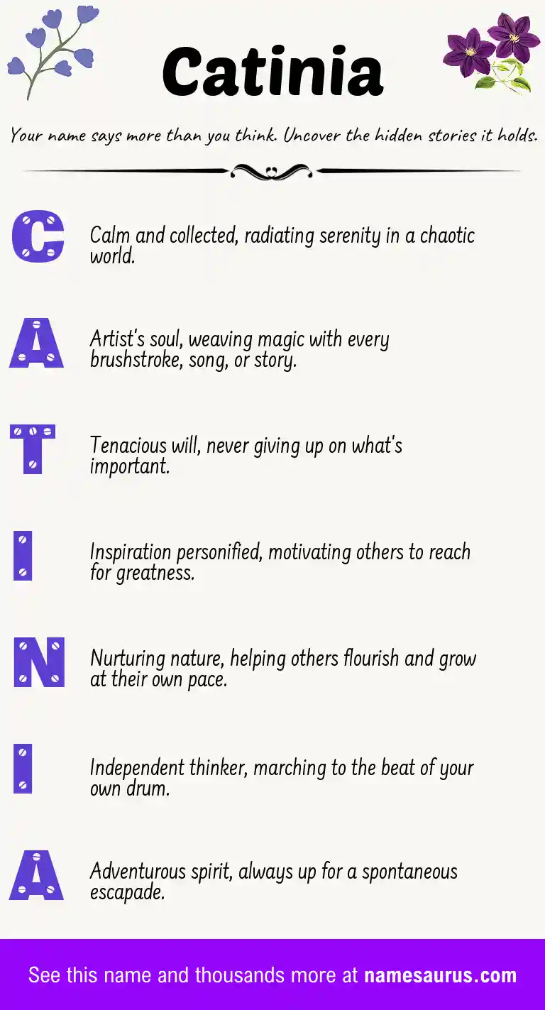 Acrostic poem about Catinia.