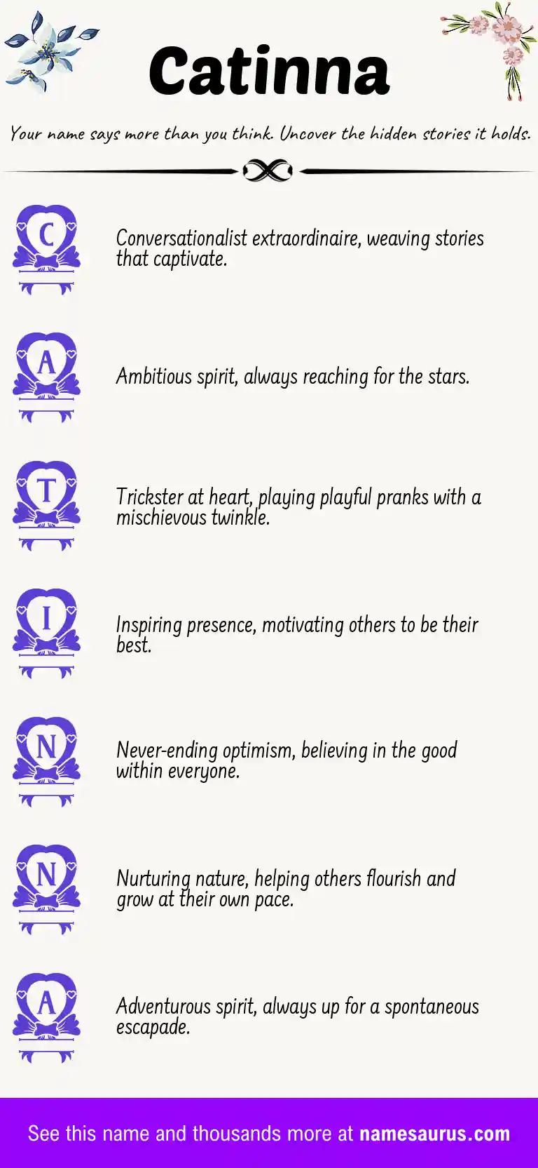 Acrostic poem about Catinna.