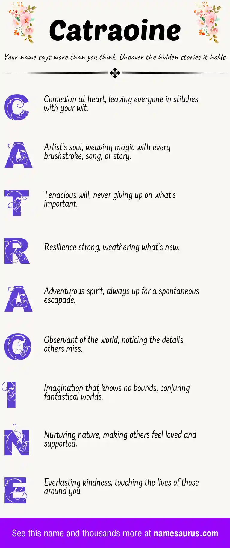 Acrostic poem about Catraoine.