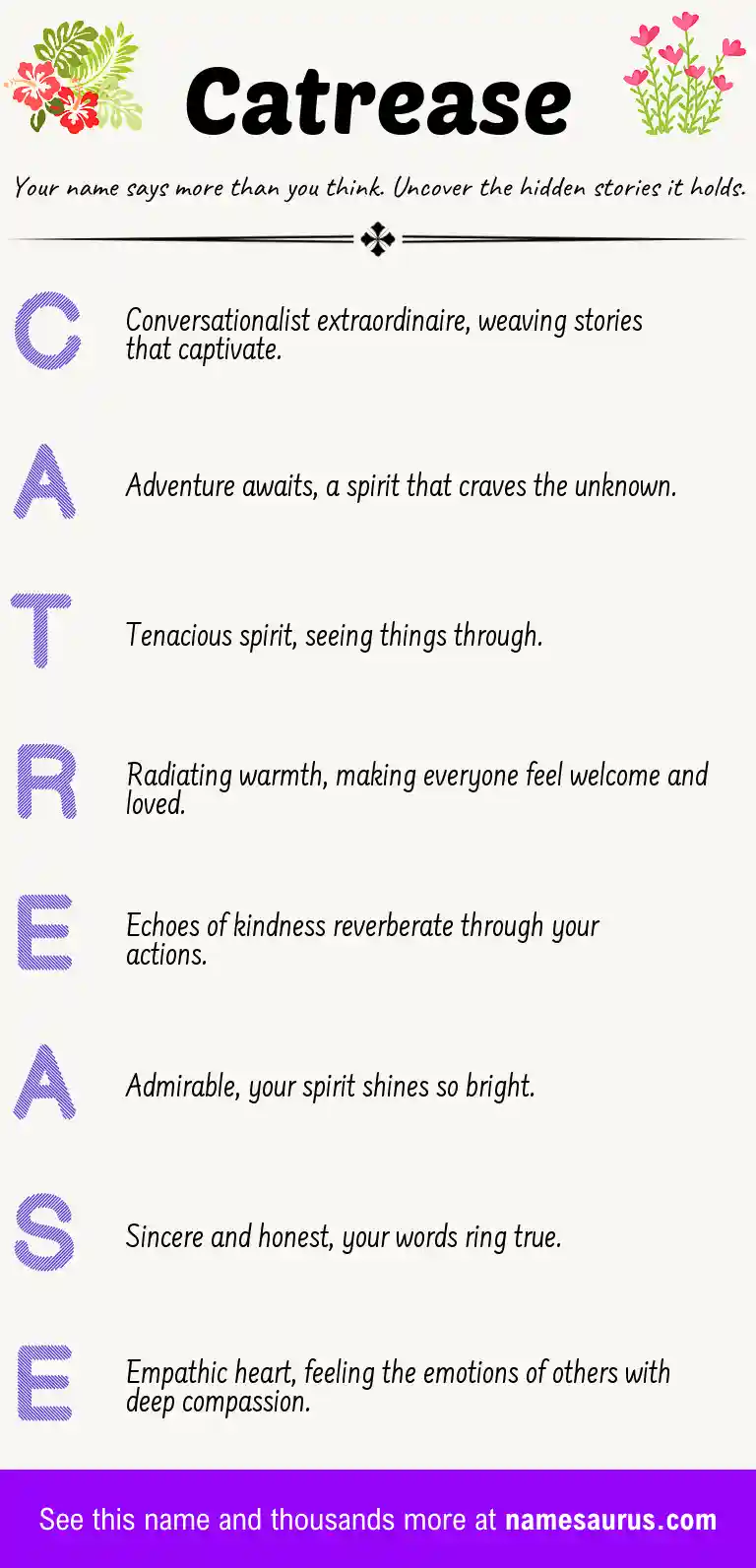 Acrostic poem about Catrease.