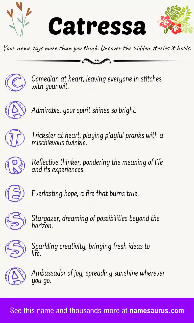 Acrostic poem about Catressa.