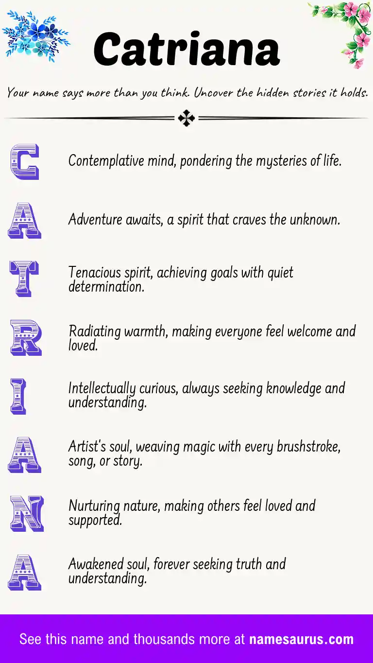 Acrostic poem about Catriana.