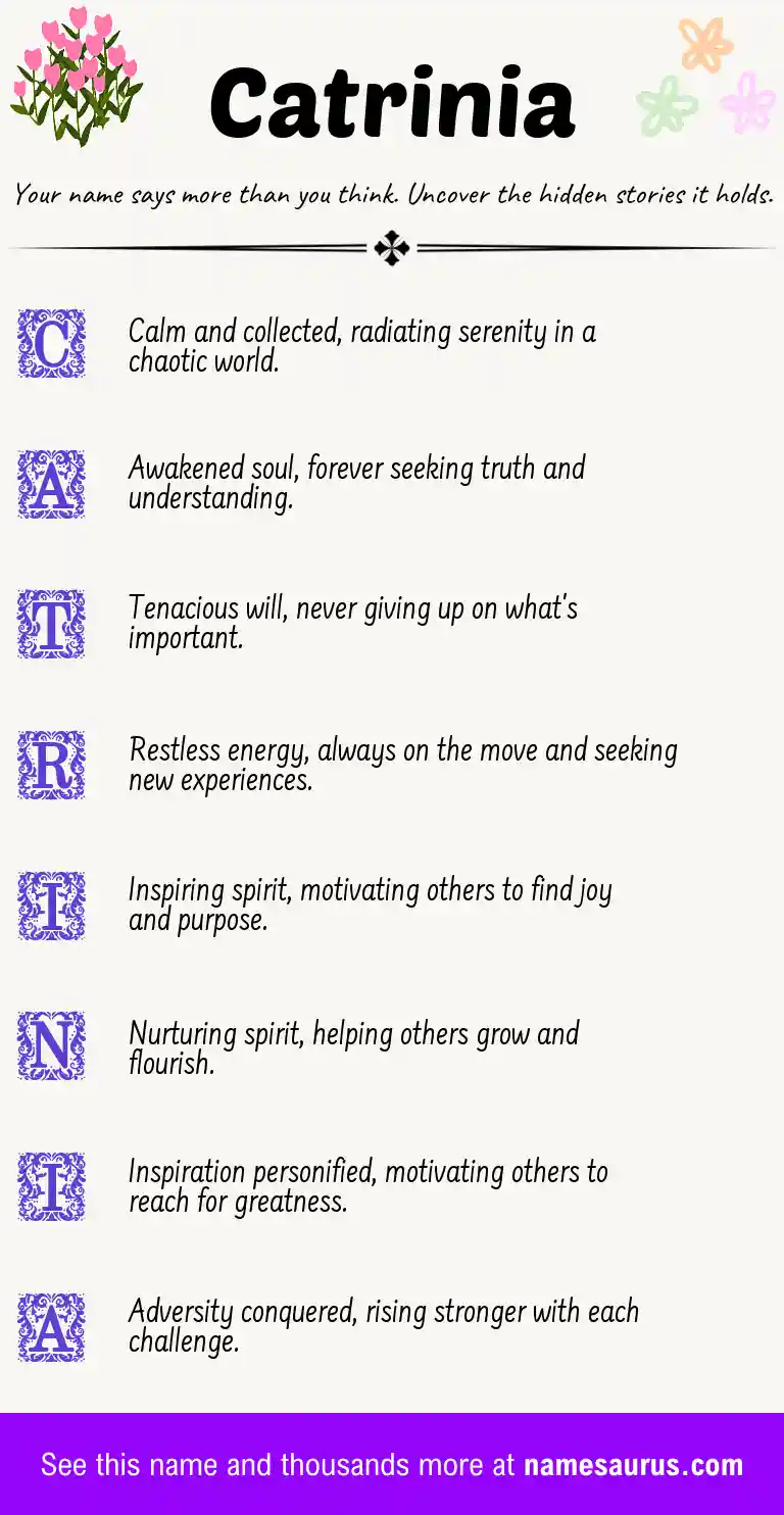 Acrostic poem about Catrinia.