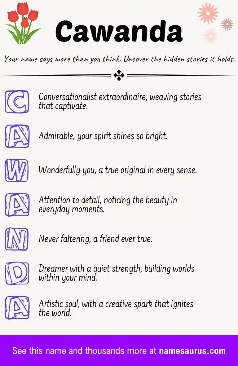 Acrostic poem about Cawanda.