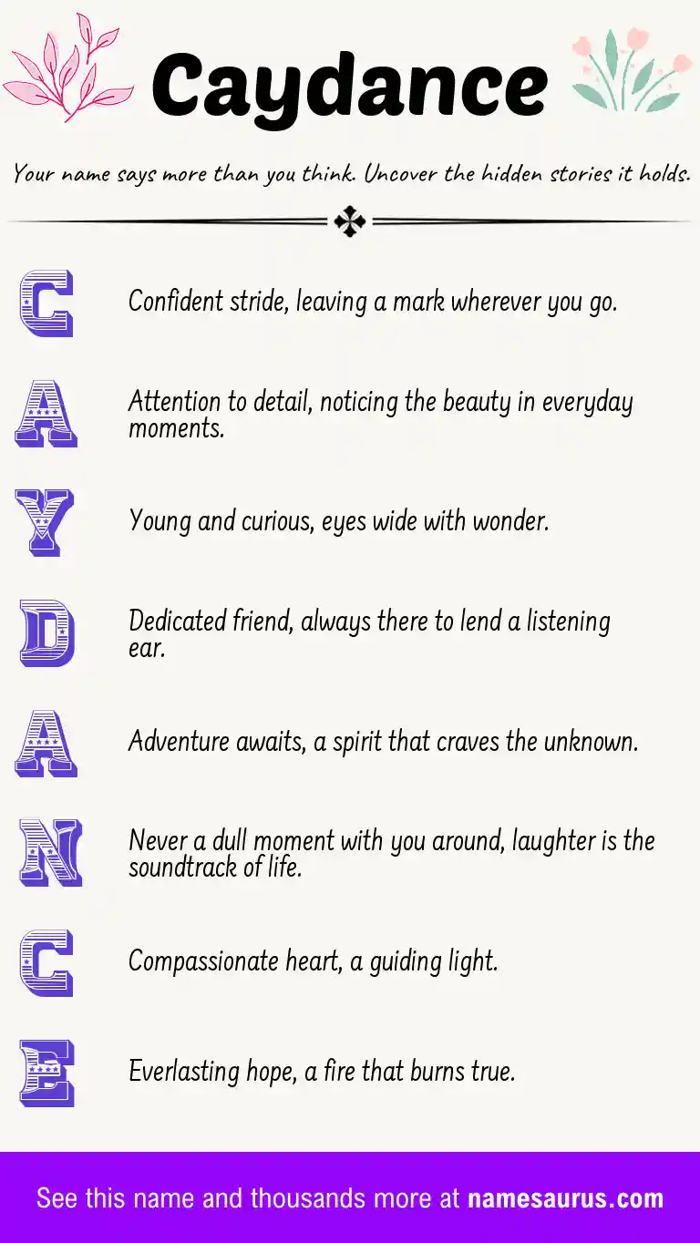 Acrostic poem about Caydance.