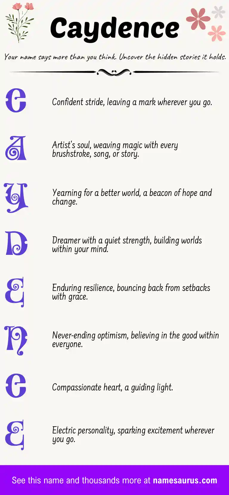 Acrostic poem about Caydence.
