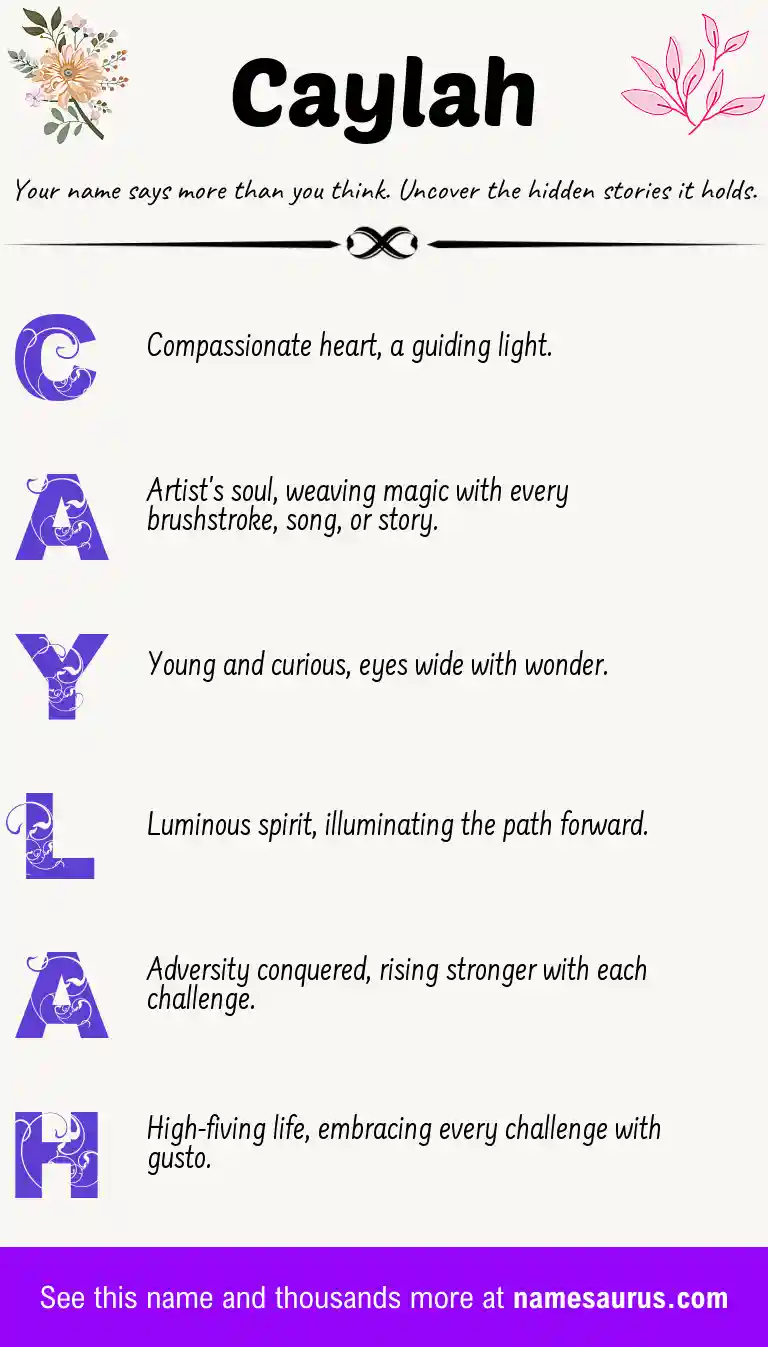 Acrostic poem about Caylah.