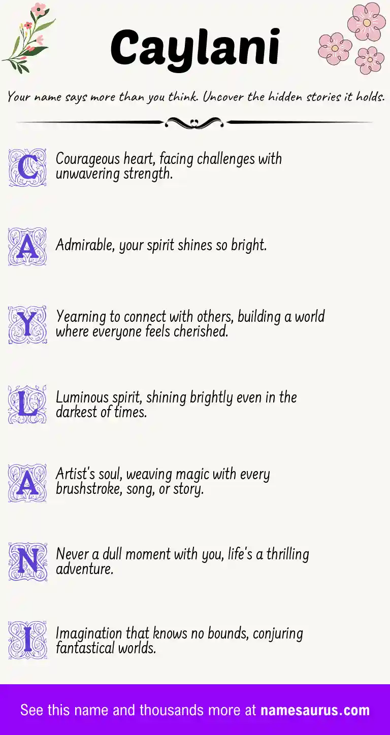 Acrostic poem about Caylani.