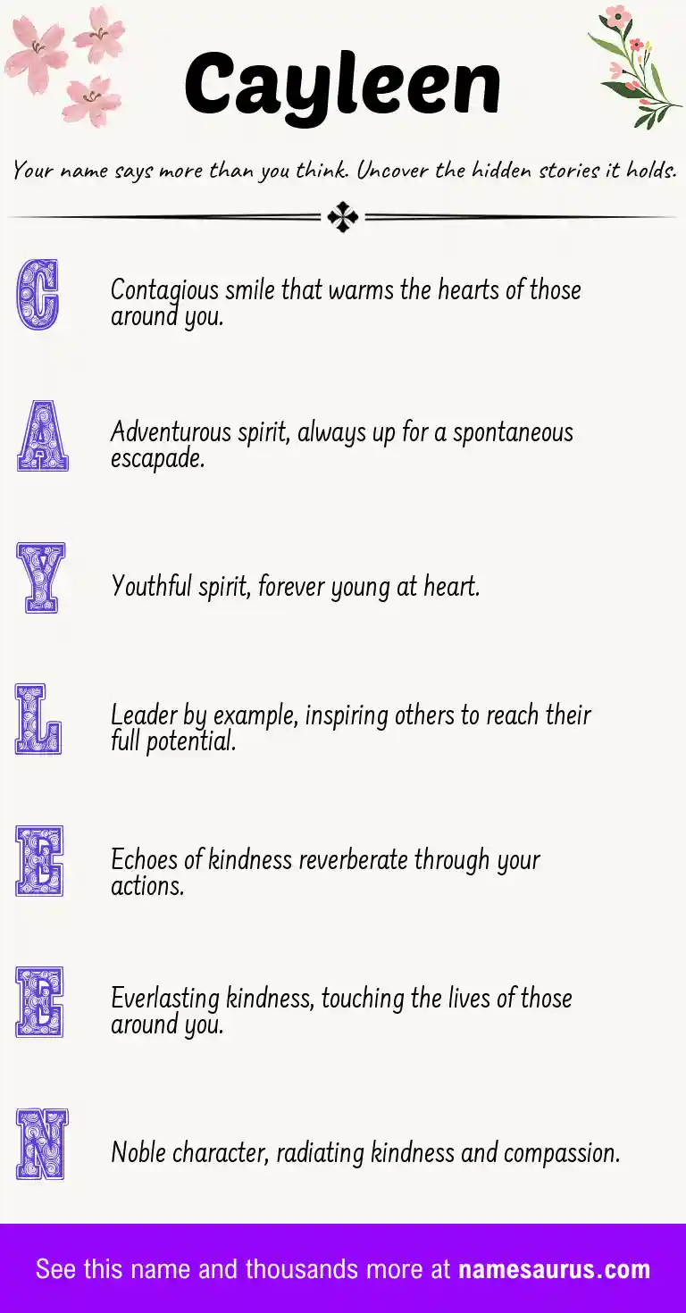 Acrostic poem about Cayleen.