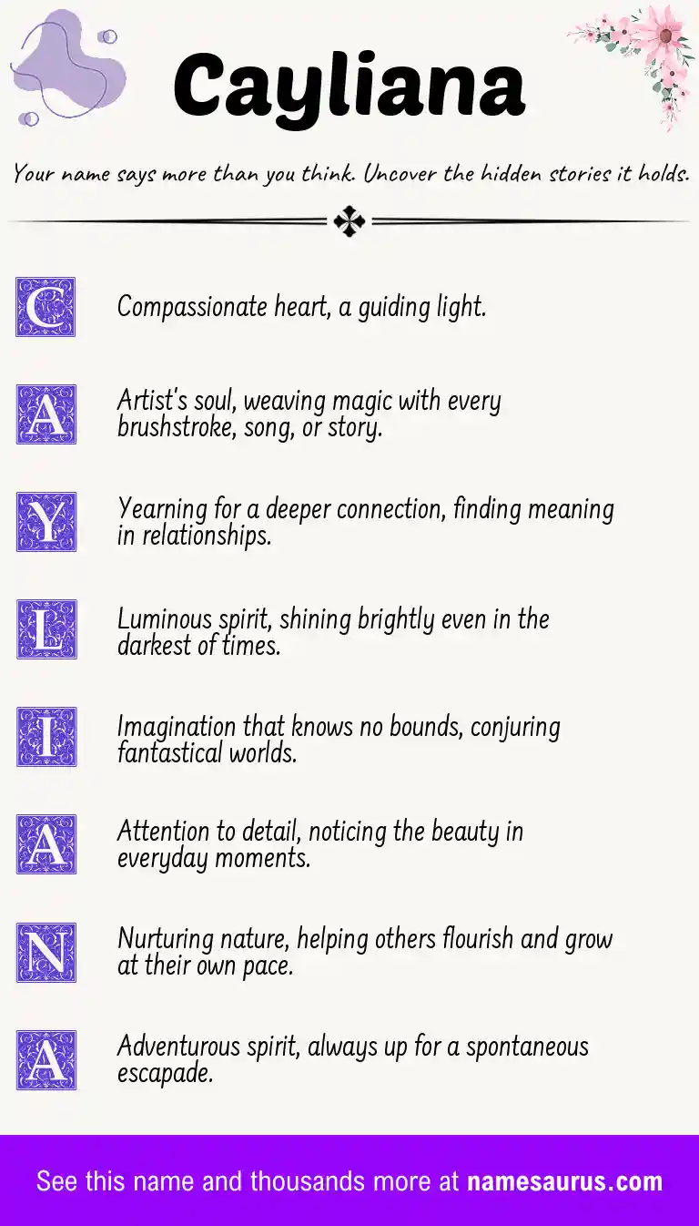 Acrostic poem about Cayliana.
