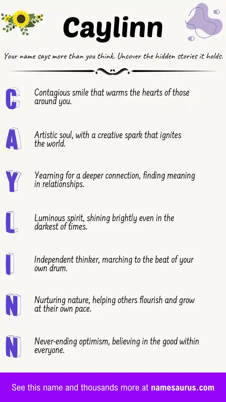 Acrostic poem about Caylinn.