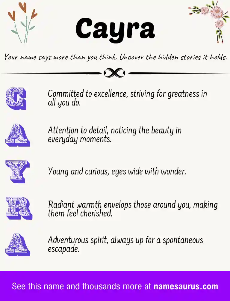 Acrostic poem about Cayra.