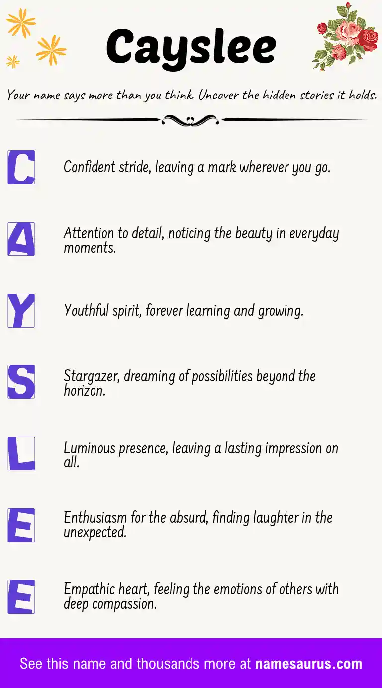Acrostic poem about Cayslee.
