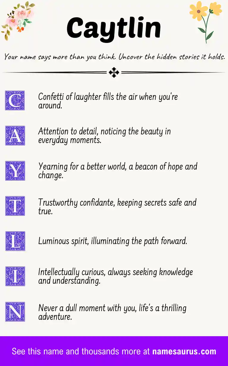 Acrostic poem about Caytlin.