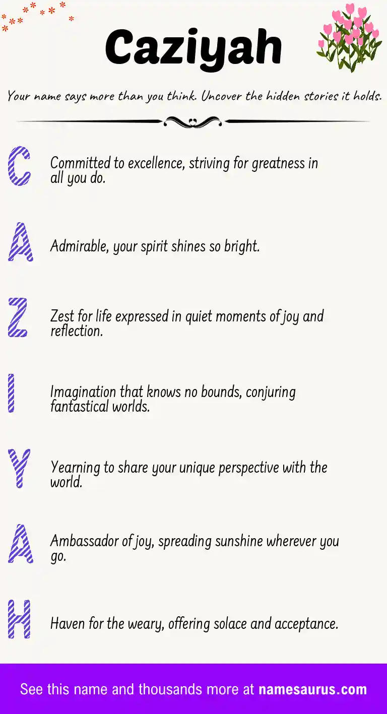 Acrostic poem about Caziyah.