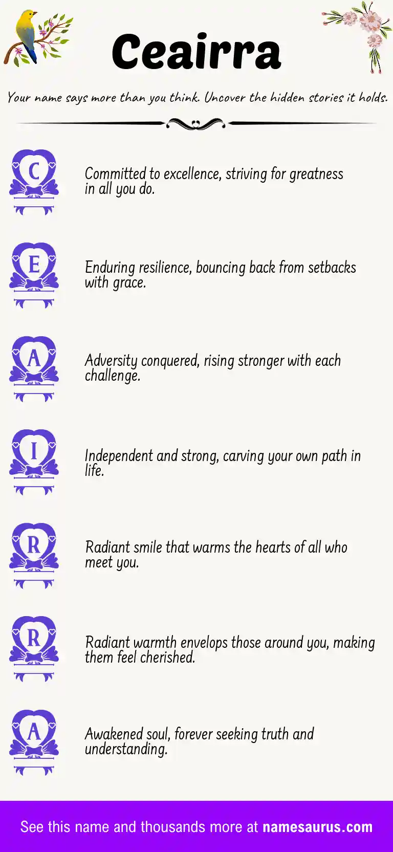 Acrostic poem about Ceairra.